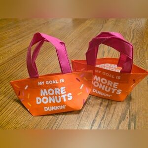 Bundle Pack Of 2 Dunkin Donut Themed Minu Tote Bags Pink Orange Sprinkles
